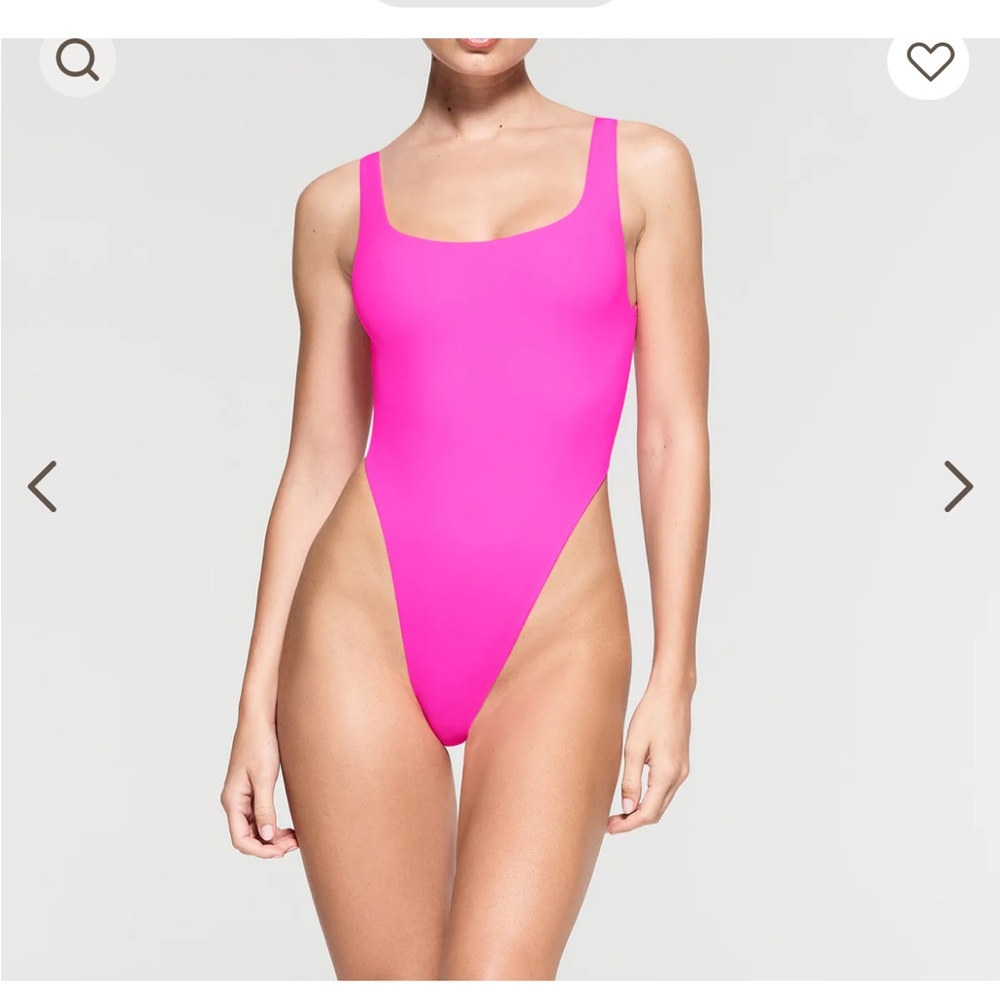 Skims high cut neon pink body suit